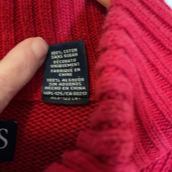 Men's Chaps Red Quarter Zip Long Sleeve Pullover Sweater Size Large - Picture 5 of 7